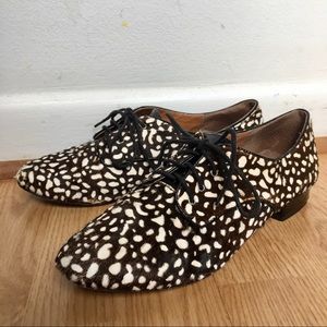 Dolce Vita Leopard Print Flynn Leather Fur Oxfords